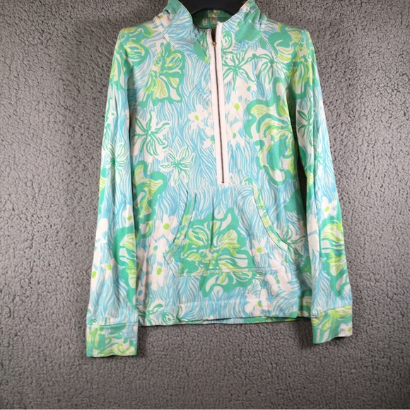 Lilly Pulitzer Tops - Lilly Pulitzer Popover Womens Size Small Green Skipper Pullover Quarter Zip
